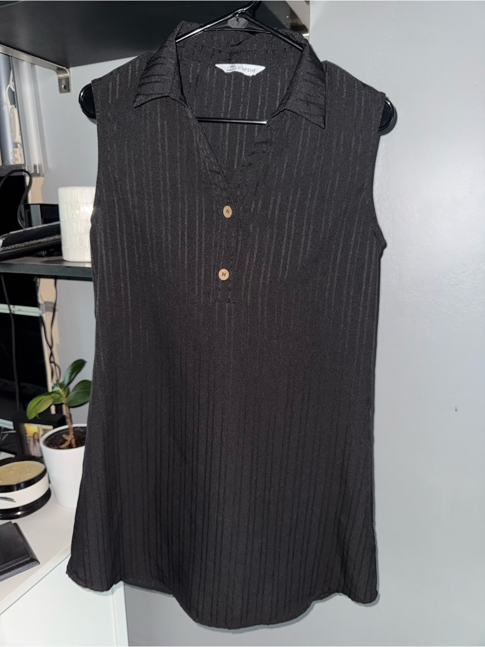 Cupshe Sleeveless Black Collared Mini Dress